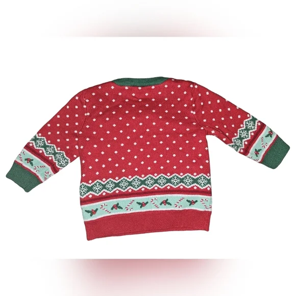Disney Baby Mickey Mouse Christmas Sweater Red Green Holiday Sz 9-12M - Picture 4 of 5